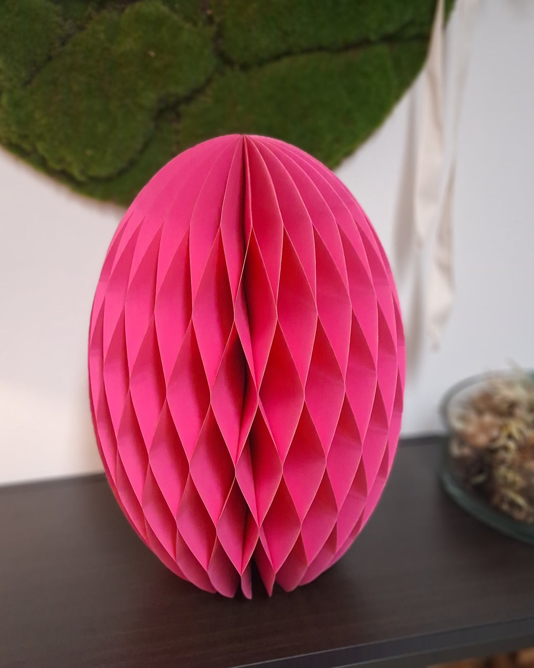 Ostern Ei - Dekoaufsteller 40cm - Deko Osterei - Honeycomb - Papier pink od. weiß
