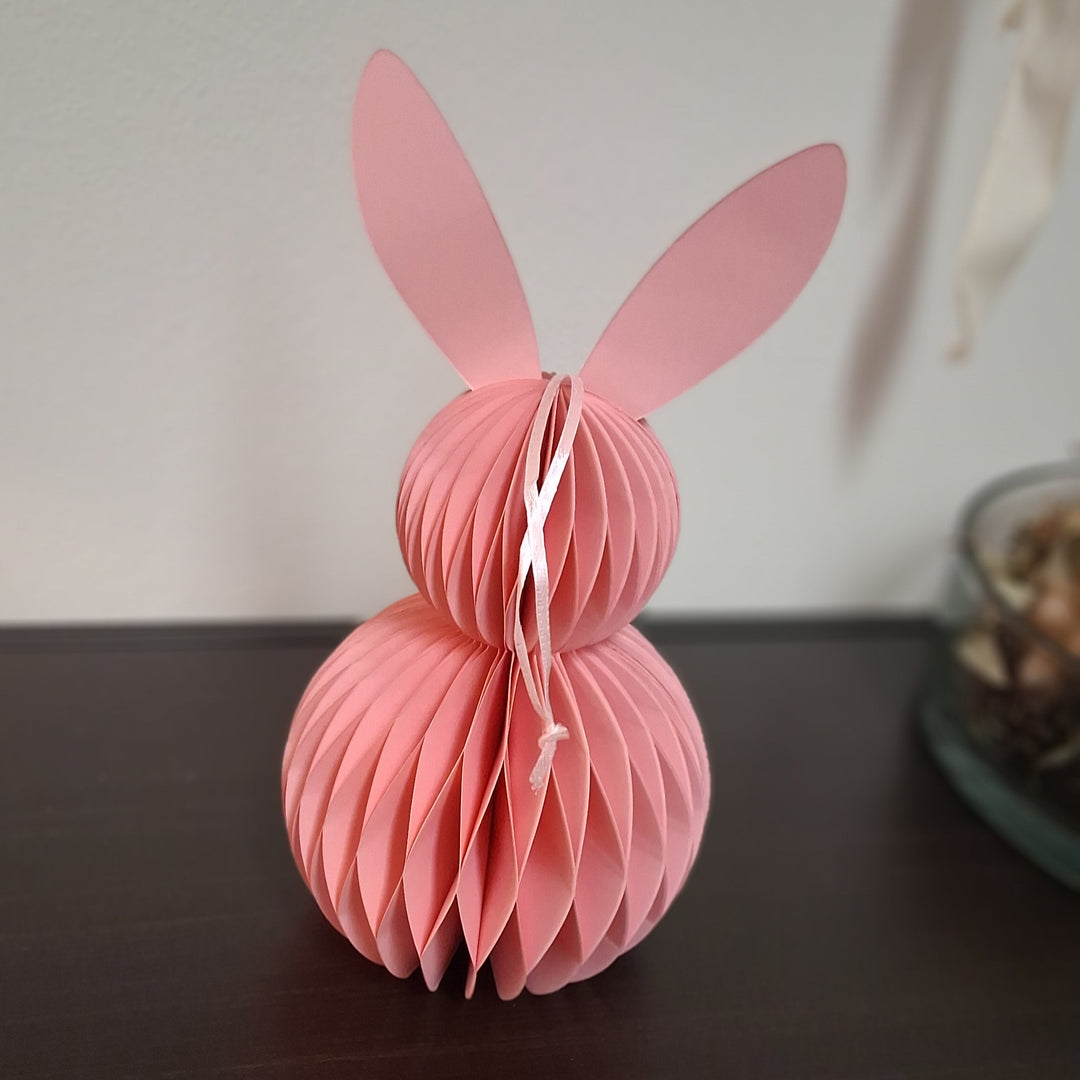 Ostern Hase - Dekoaufsteller 25cm - Dekoanhänger - Honeycomb - Papier rosa-pink