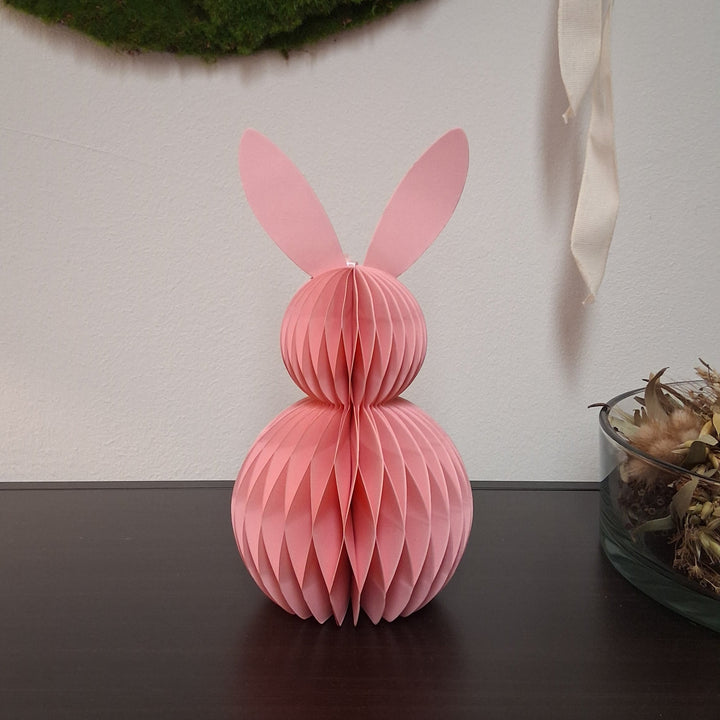 Ostern Hase - Dekoaufsteller 25cm - Dekoanhänger - Honeycomb - Papier rosa-pink