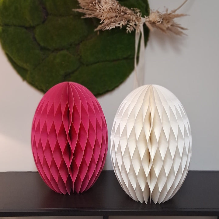Ostern Ei - Dekoaufsteller 40cm - Deko Osterei - Honeycomb - Papier pink od. weiß