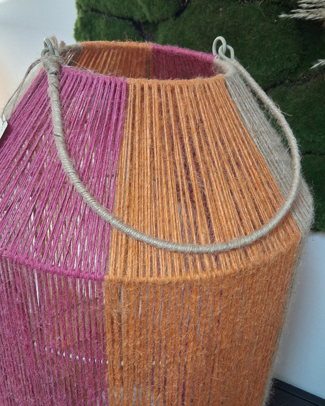 Laterne - Windlicht - handgefertigt aus Juteband im Streifenmuster - 60cm hoch