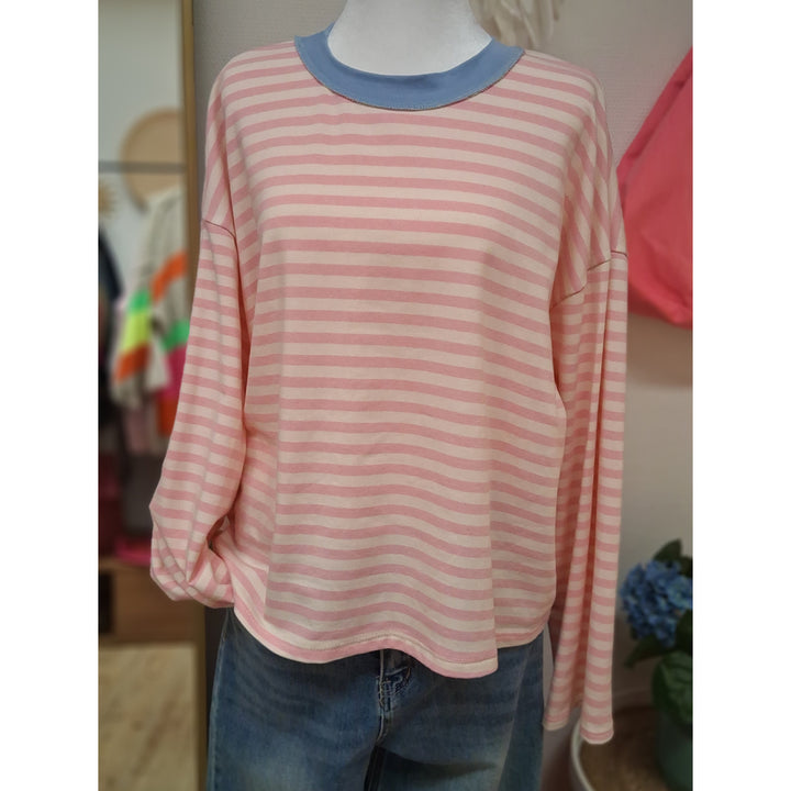 Sweatshirt - leichter Pulli - Shirt mit Streifen - 2 Varianten