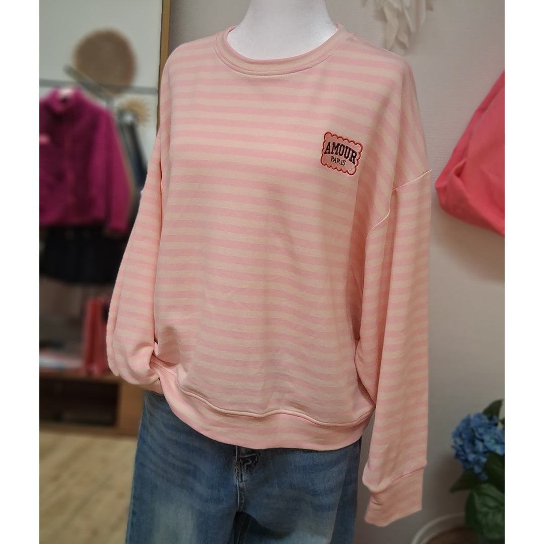 Sweatshirt AMOUR Paris - leichter Pulli - Shirt mit Streifen