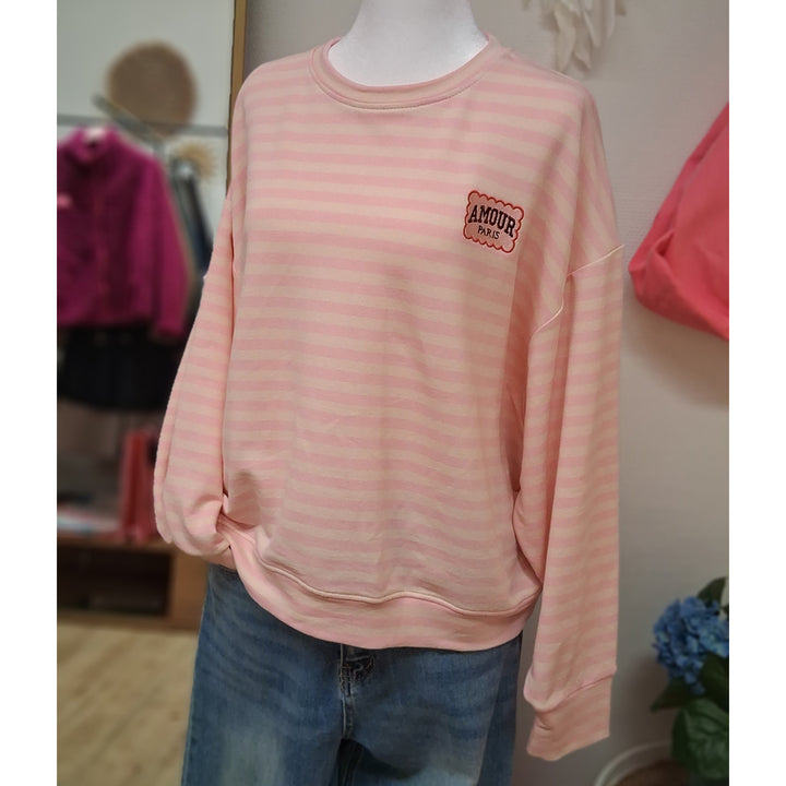 Sweatshirt AMOUR Paris - leichter Pulli - Shirt mit Streifen