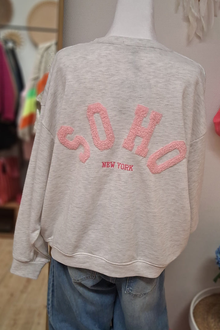 Sweatshirt SOHO New York - leichter Pulli - Shirt mit Frottee-Stickerei