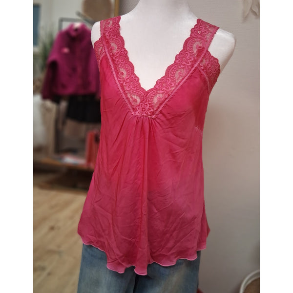 Cami Top - Top mit Spitzenträgern - Satin Look - 4 Farben