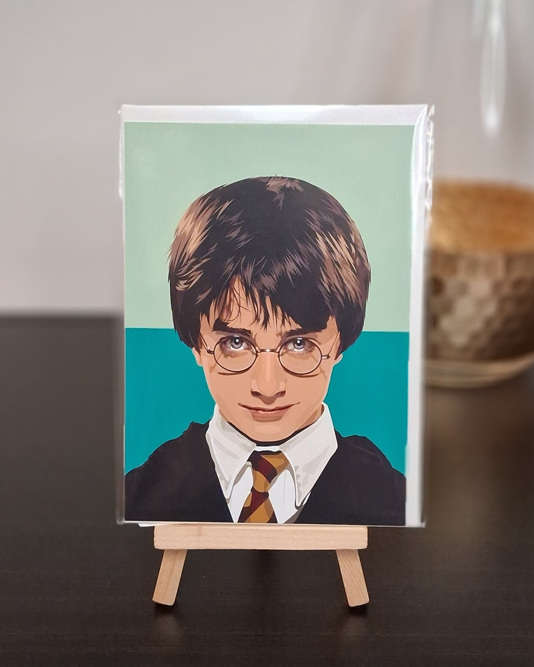 Postkarte mit Umschlag - Portrait Popkultur Künstler im Pop-Art Stil