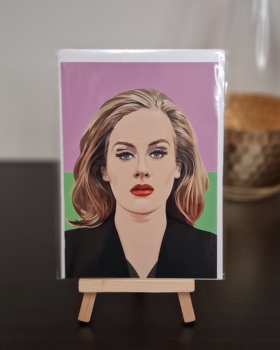 Postkarte mit Umschlag - Portrait Popkultur Künstler im Pop-Art Stil