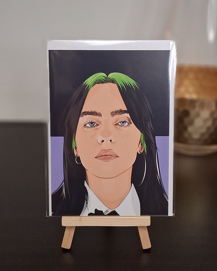 Postkarte mit Umschlag - Portrait Popkultur Künstler im Pop-Art Stil