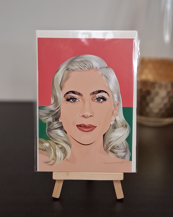 Postkarte mit Umschlag - Portrait Popkultur Künstler im Pop-Art Stil