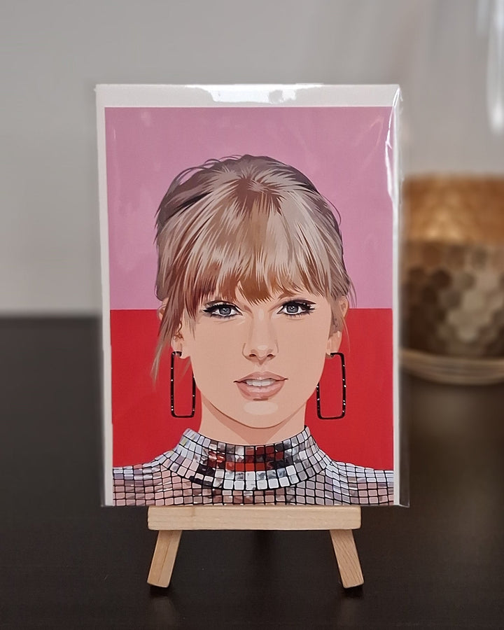 Postkarte mit Umschlag - Portrait Popkultur Künstler im Pop-Art Stil