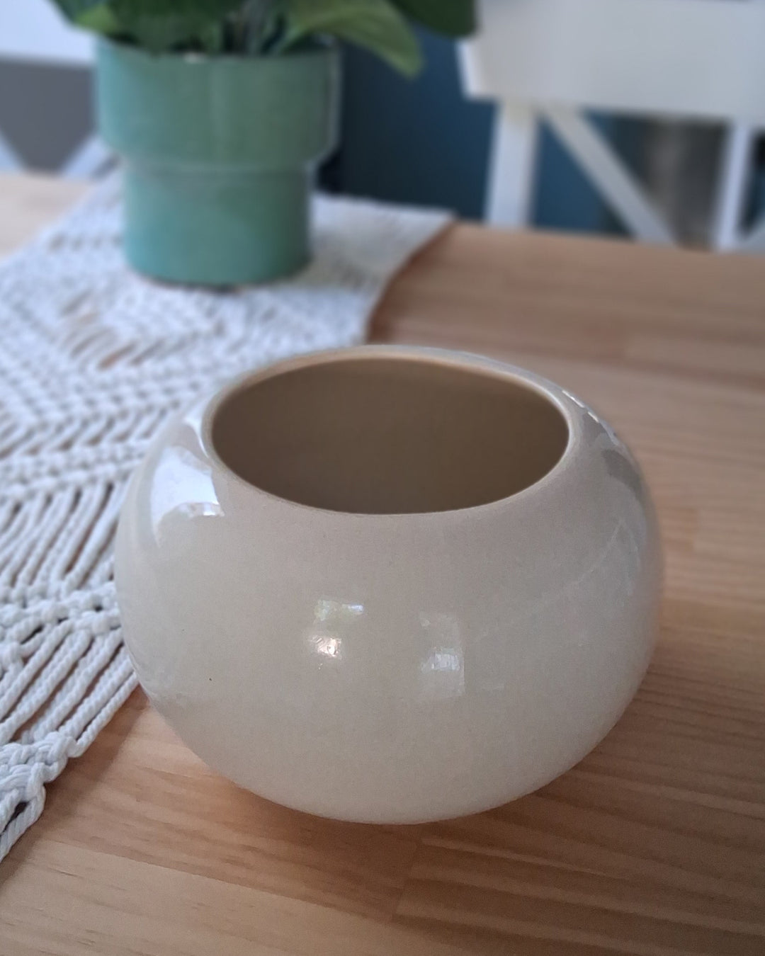 Kugelvase - Pflanztopf - bauchige Vase - Reactive Ivory - beige