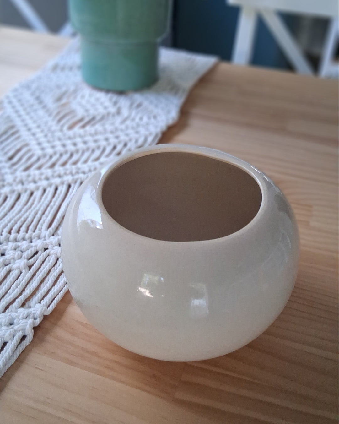 Kugelvase - Pflanztopf - bauchige Vase - Reactive Ivory - beige