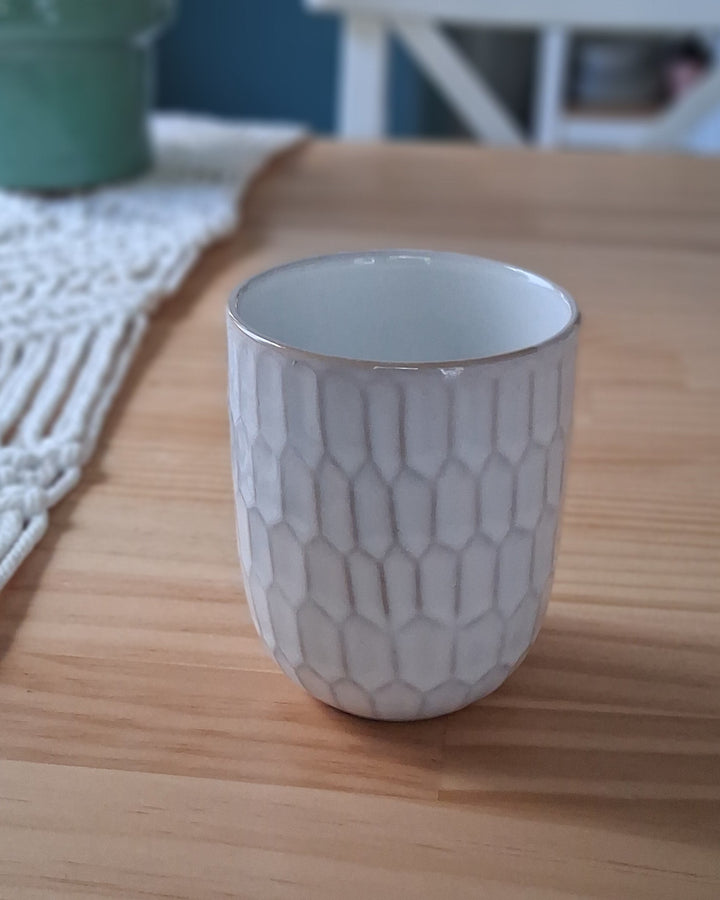 Kaffeebecher - Trinkbecher - BASIC NATURE Becher ohne Henkel - weiß-beige