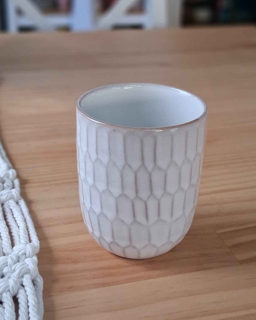 Kaffeebecher - Trinkbecher - BASIC NATURE Becher ohne Henkel - weiß-beige