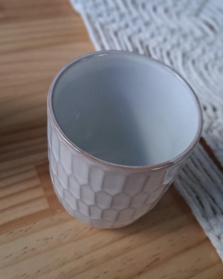 Kaffeebecher - Trinkbecher - BASIC NATURE Becher ohne Henkel - weiß-beige