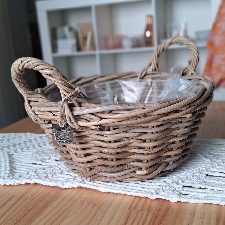 Pflanzkorb - Korbschale POT ROTAN mit Griff