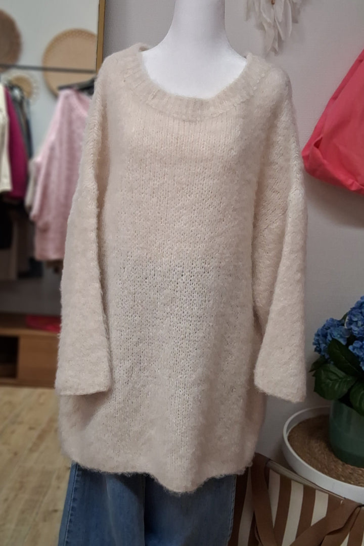 Longpullover - Boucle Pullover - Pulloverkleid - Strickkleid - div. Farben