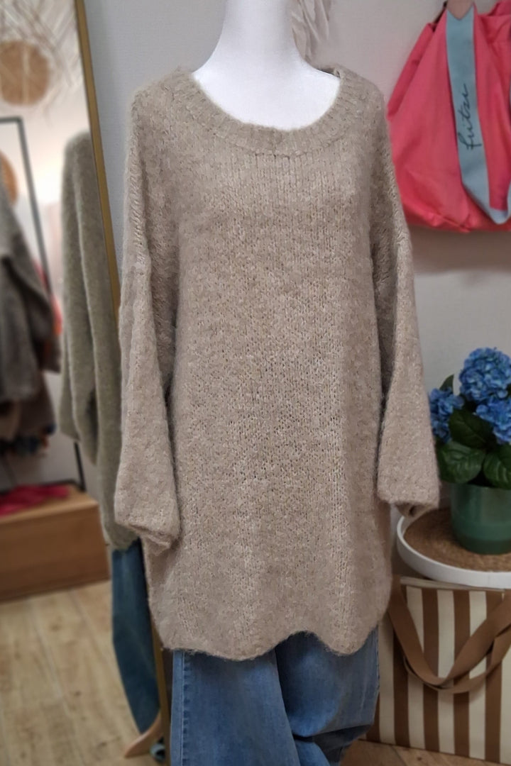 Longpullover - Boucle Pullover - Pulloverkleid - Strickkleid - div. Farben