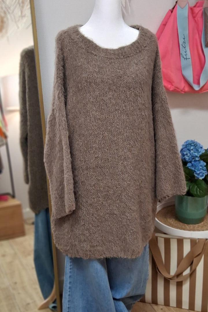 Longpullover - Boucle Pullover - Pulloverkleid - Strickkleid - div. Farben