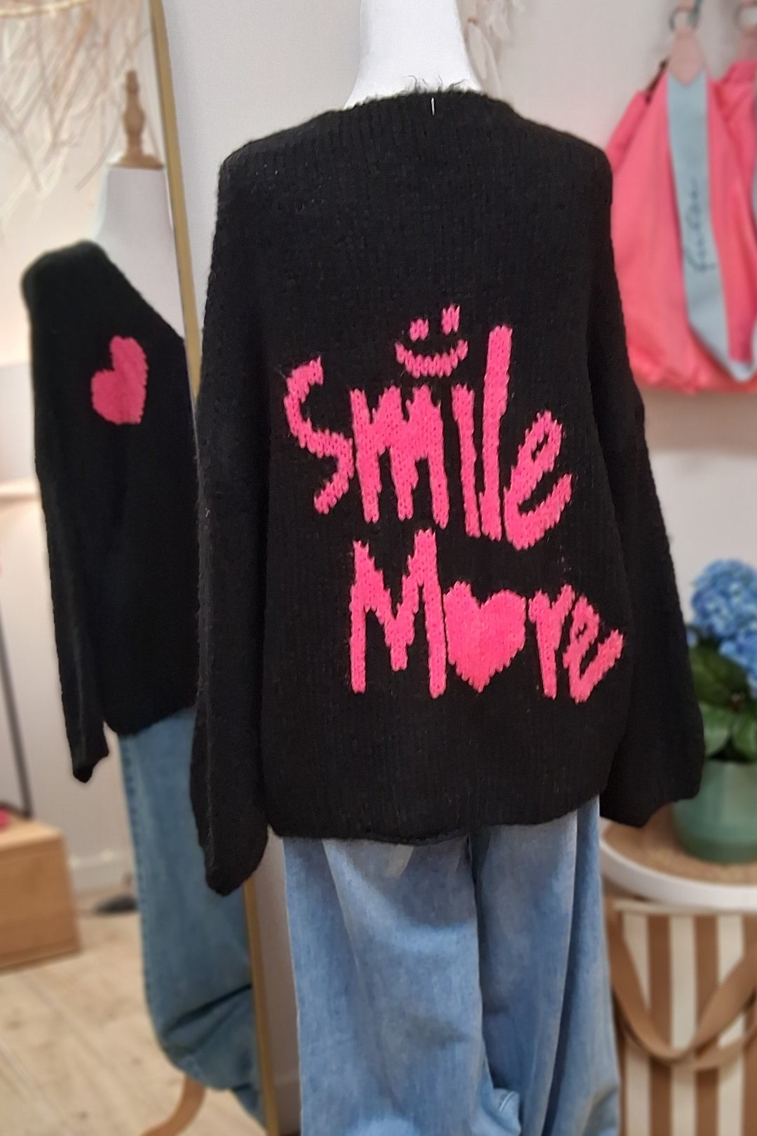 Cardigan SMILE MORE - Strickjacke - schwarz neonpink