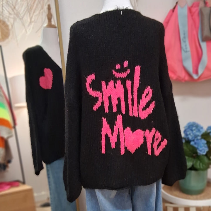 Cardigan SMILE MORE - Strickjacke - schwarz neonpink
