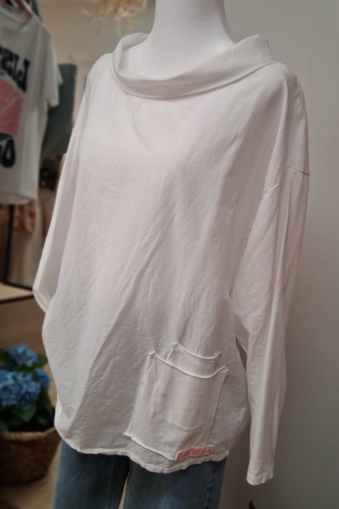 Langarmshirt mit weitem Kragen - Shirt CIAO BELLA