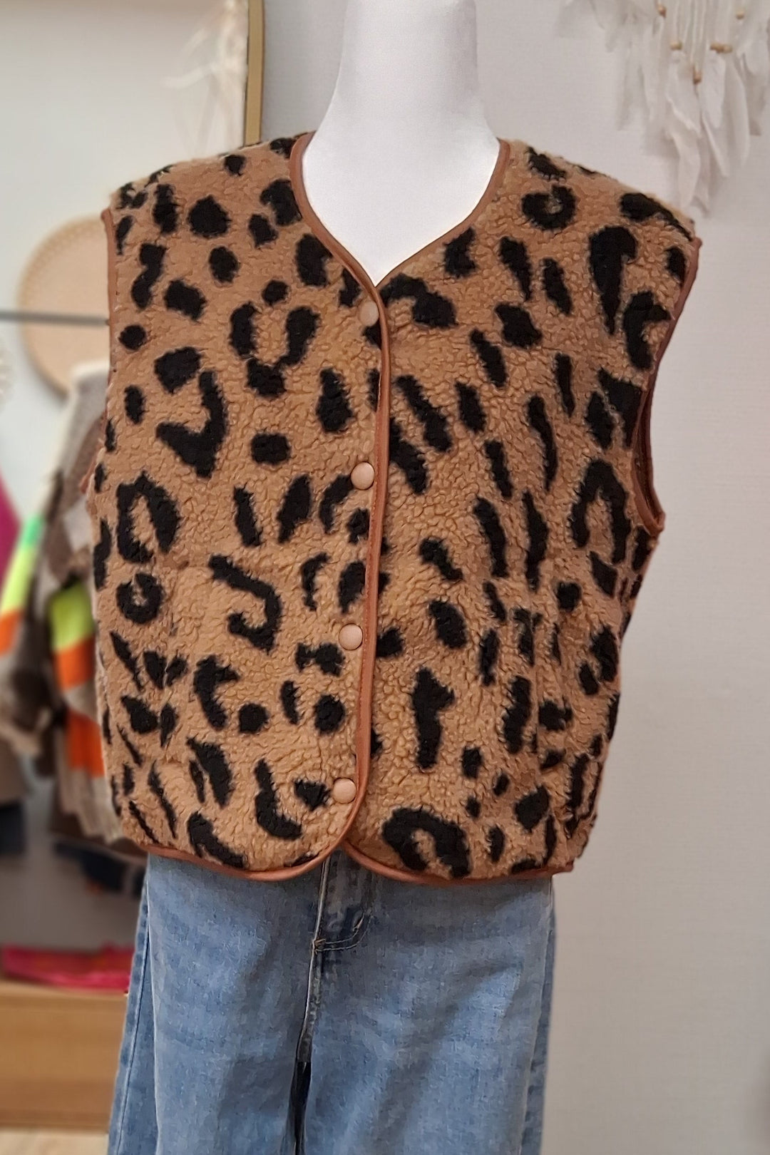Weste TEDDY - Leoprint in braun/schwarz - 2 Varianten
