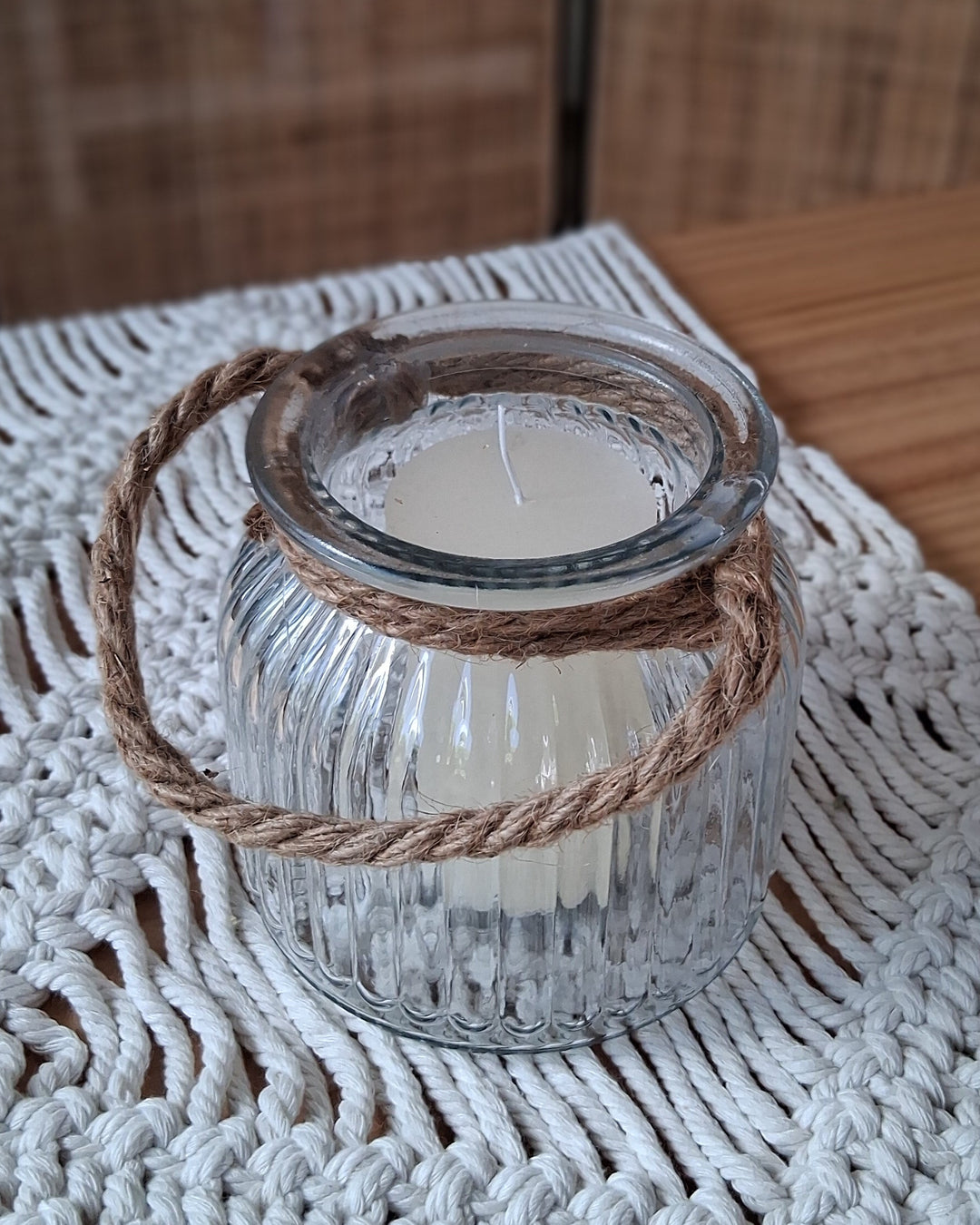 Windlicht - Kerzenglas mit Kordel - Kerzenhalter od. Pflanzgefäß
