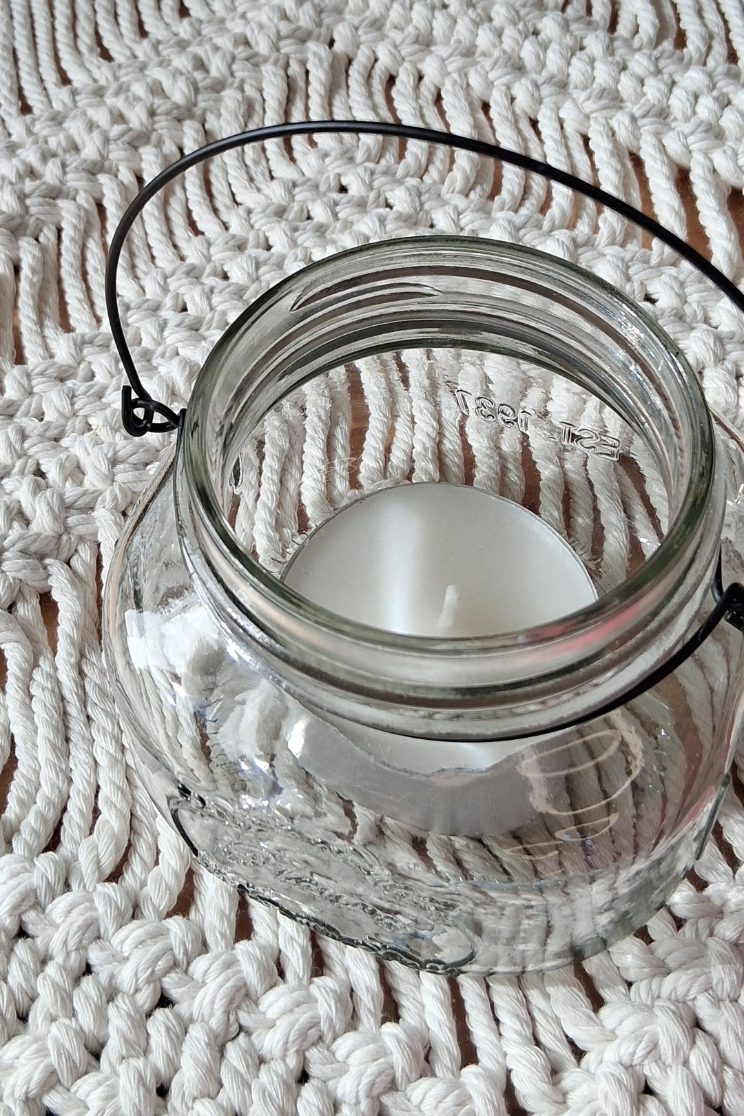Windlicht MASON JAR - Kerzenglas mit Bügel - Kerzenhalter od. Pflanzgefäß