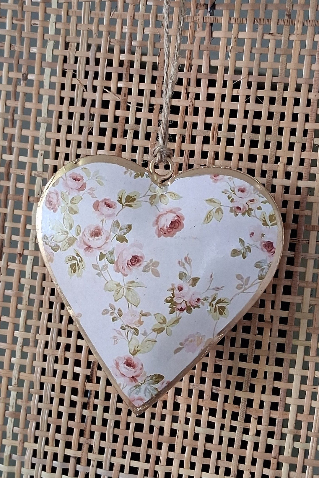 Metall Herzanhänger - Vintage Rosenmotiv - Shabbychic - 2 Varianten