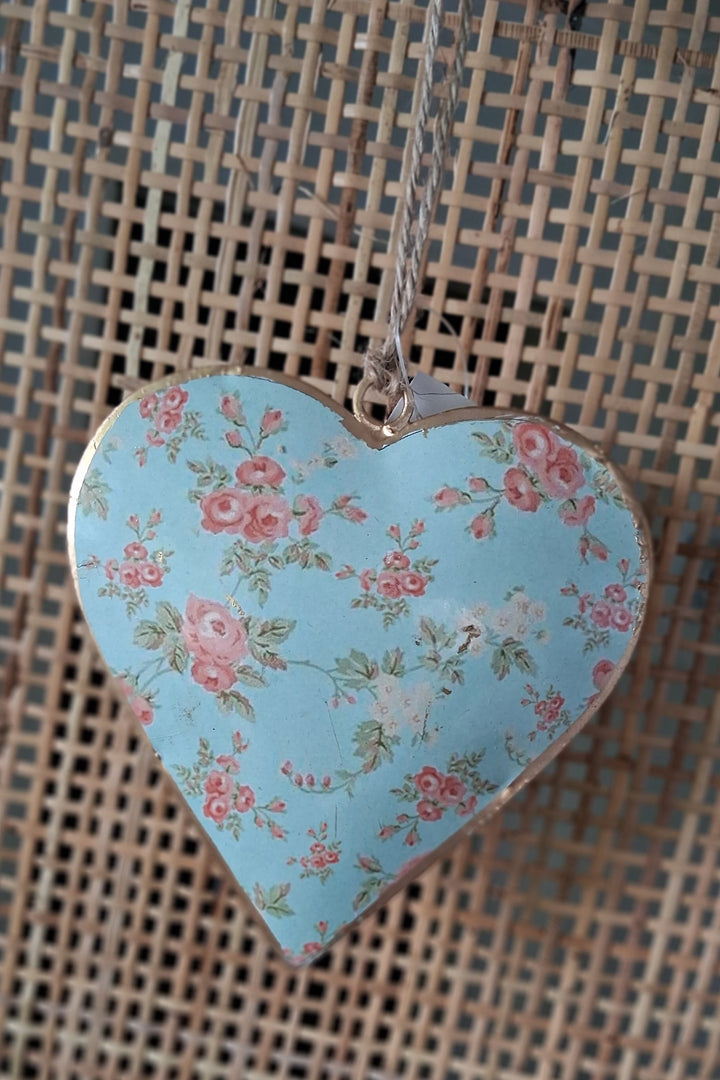 Metall Herzanhänger - Vintage Rosenmotiv - Shabbychic - 2 Varianten