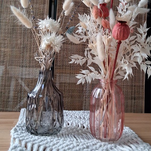Glasvase CANTO - Flaschenvase - Streifen od. Facetten