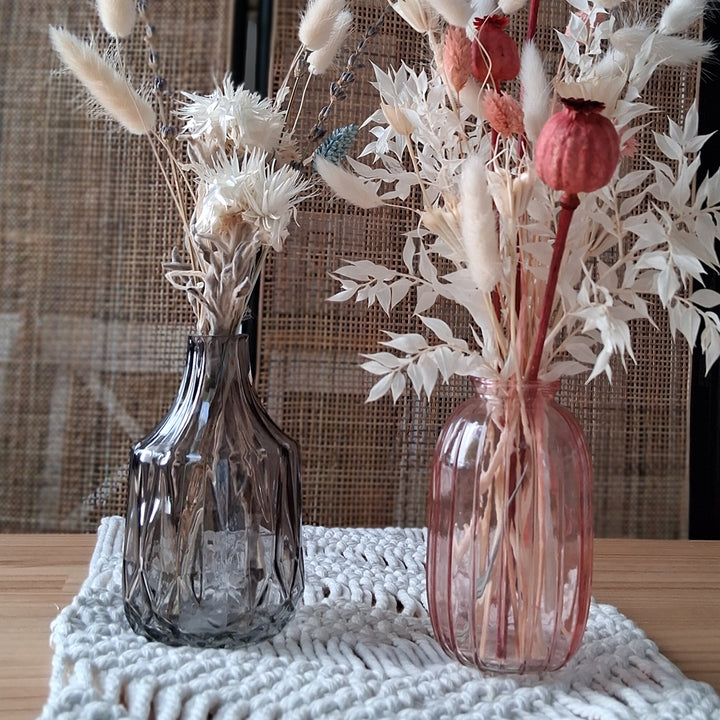Glasvase CANTO - Flaschenvase - Streifen od. Facetten