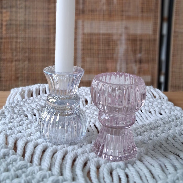Wendbarer Glas Kerzenhalter - Duo-Kerzenhalter Stabkerze od. Teelicht