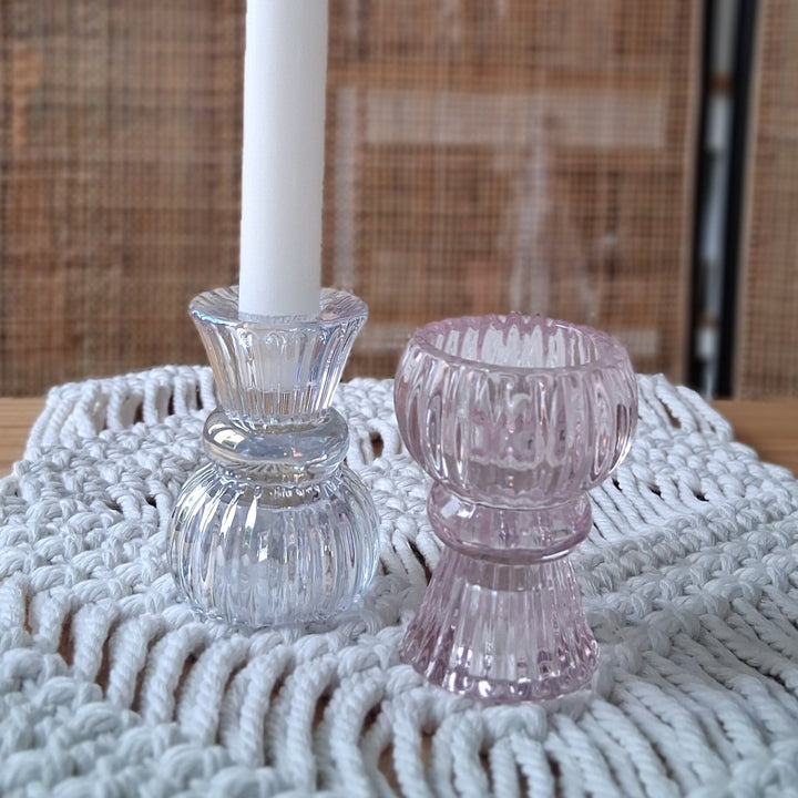 Wendbarer Glas Kerzenhalter - Duo-Kerzenhalter Stabkerze od. Teelicht