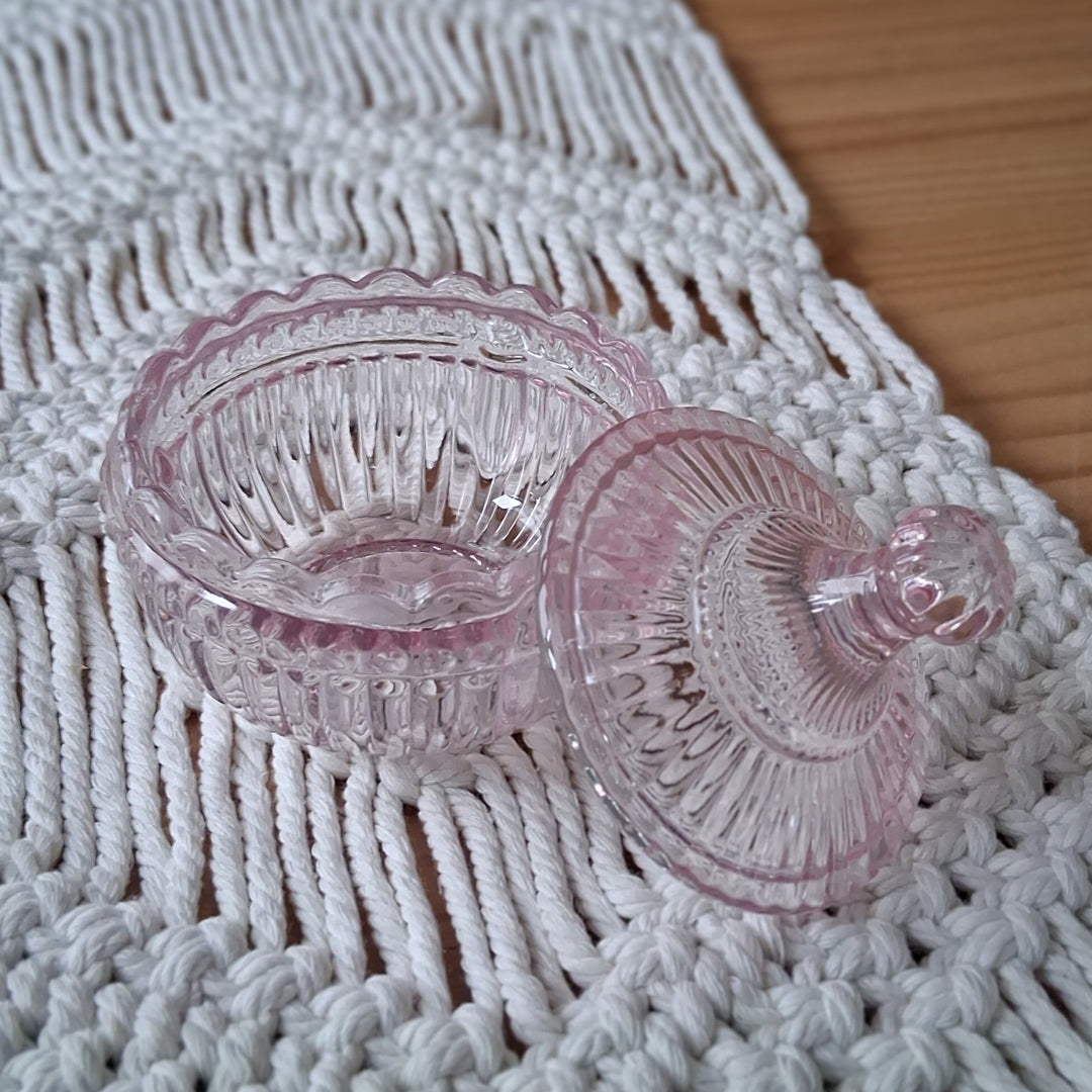 Glasschälchen mit Deckel - mini Bonboniere rosa