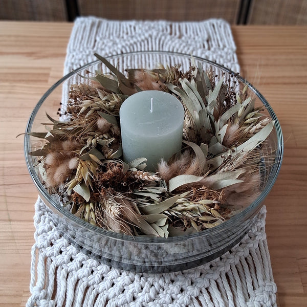 Geschenkset - Trockenblumen Kranz in Glasschale D29