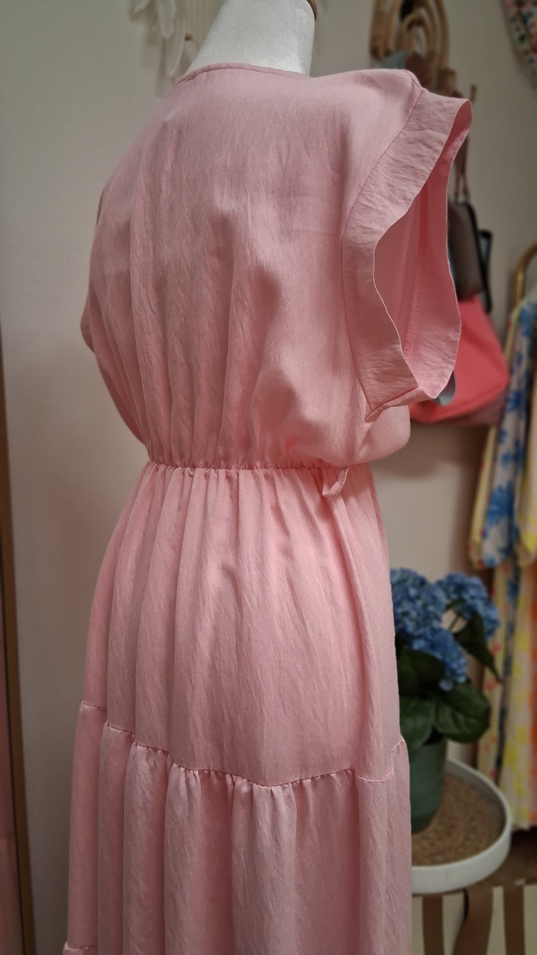 Midi-Kleid mit Gürtel - rosa - S/M