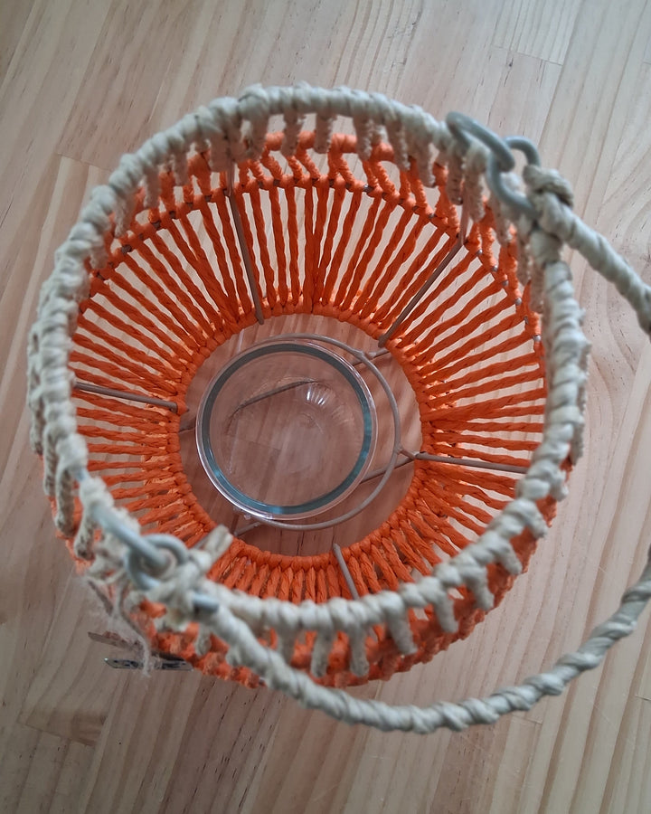 Laterne - Windlicht - Juteband geflochten Natur/Orange