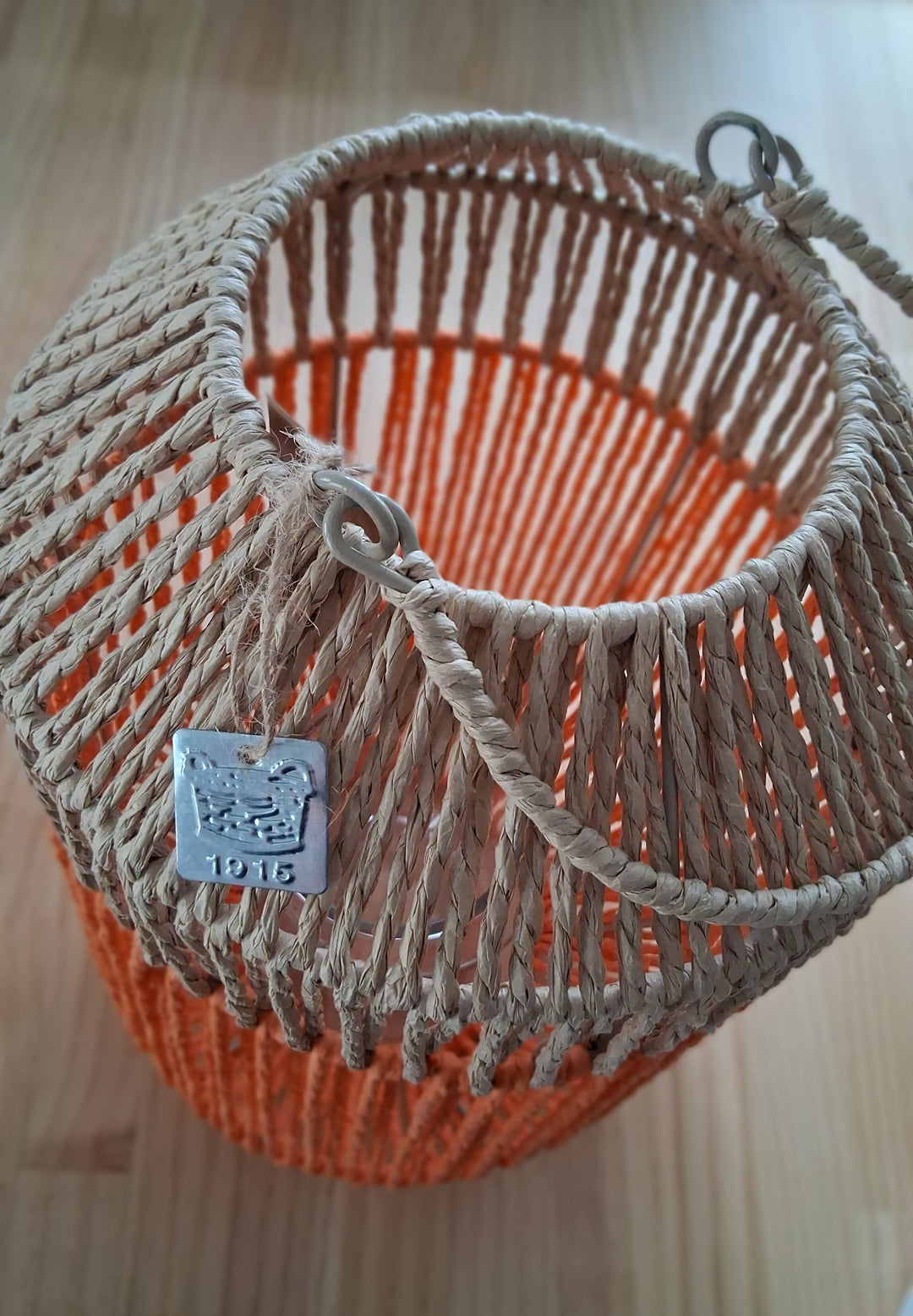Laterne - Windlicht - Juteband geflochten Natur/Orange