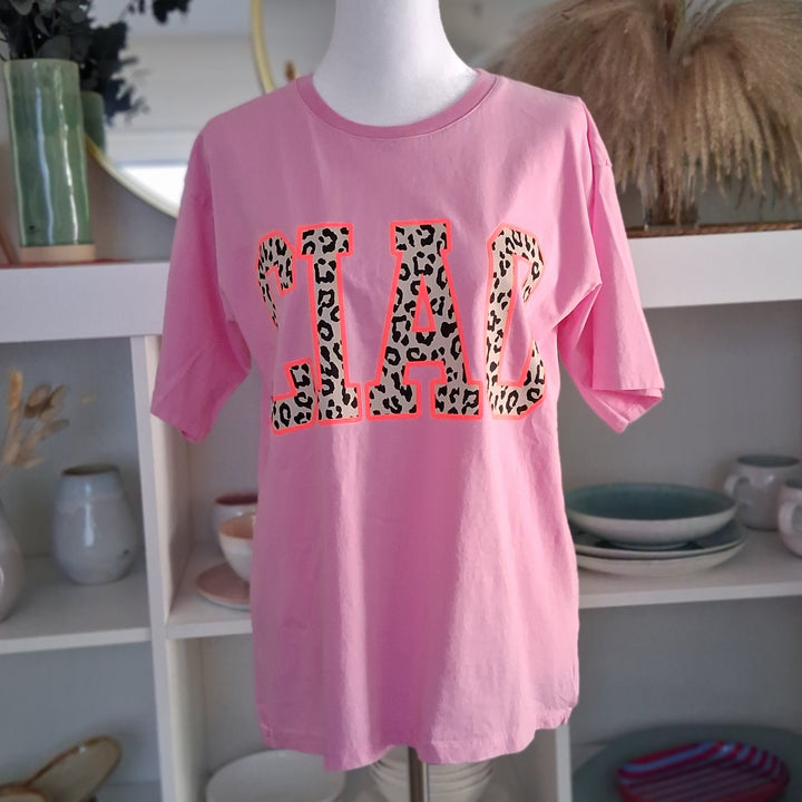 T-Shirt CIAO - Rosa Shirt mit Leo- & Neonprint