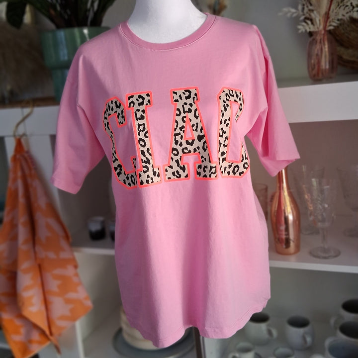 T-Shirt CIAO - Rosa Shirt mit Leo- & Neonprint