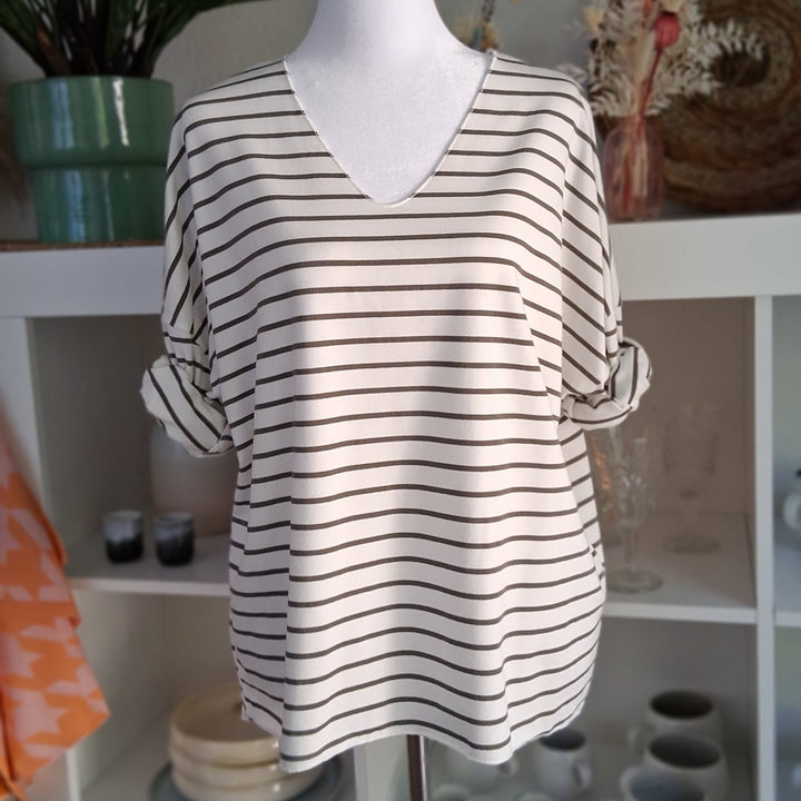 Shirt - weiß-grau gestreift