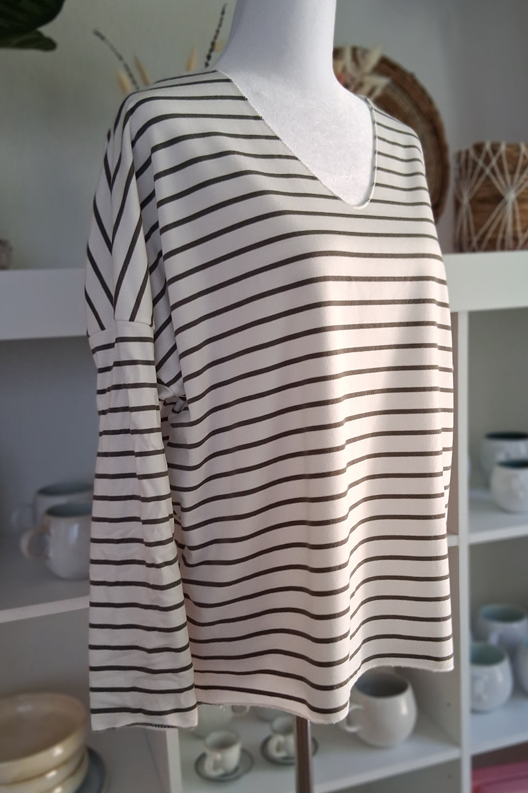 Shirt - weiß-grau gestreift