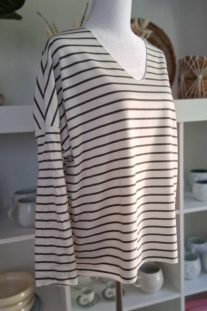Shirt - weiß-grau gestreift