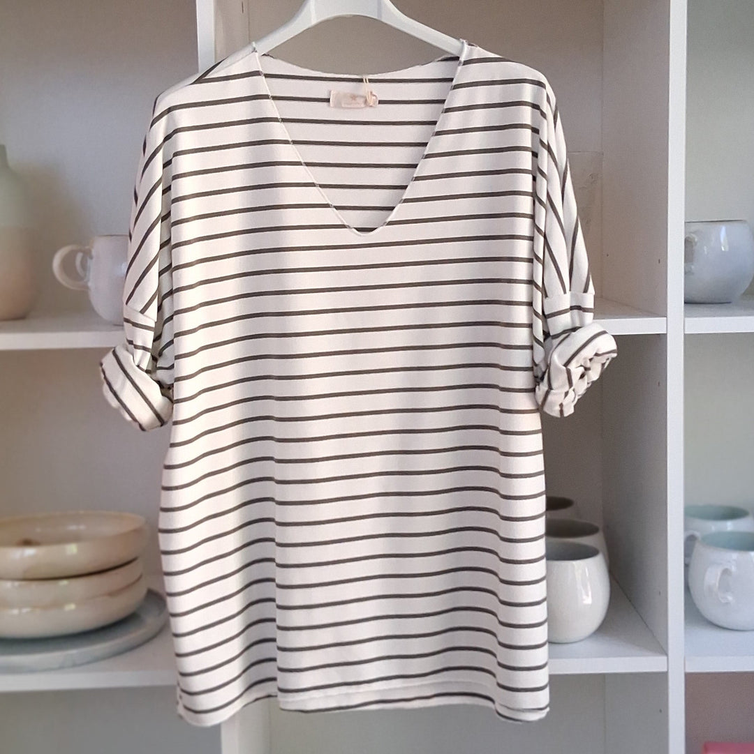 Shirt - weiß-grau gestreift