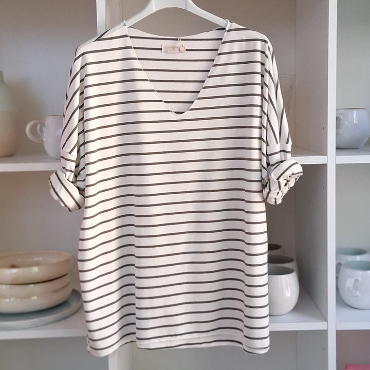 Shirt - weiß-grau gestreift