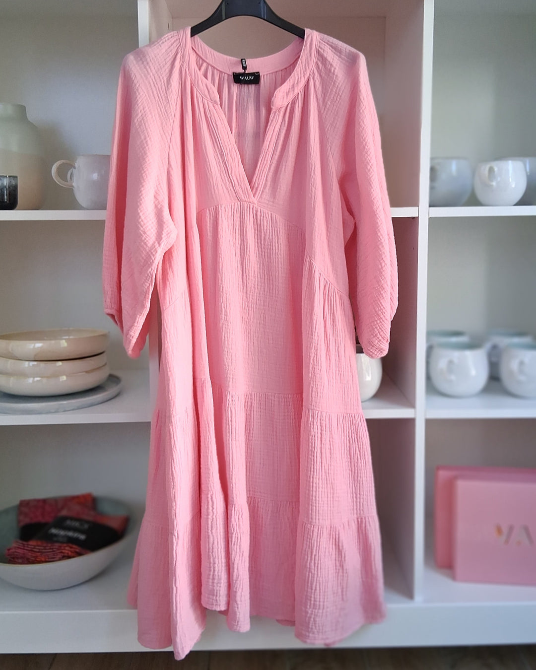 Midikleid - Musselin rosa