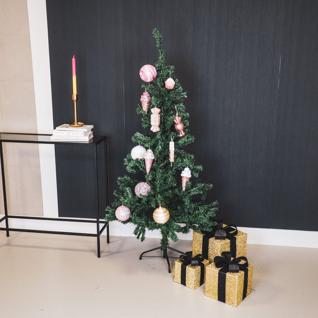 LED Weihnachtsdeko / Geschenkboxen – Gold/Schwarz – 3er-Set